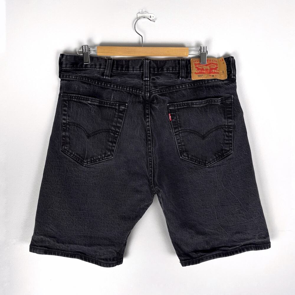 *TAGGED 38 MEASURES 34" Levi's 501 Jean Short Faded Black Denim Button Fly Jorts
